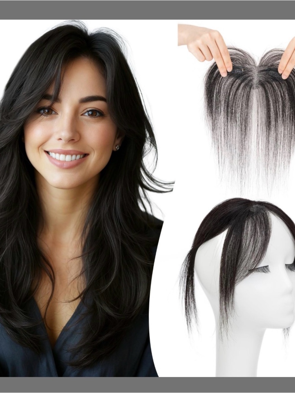 TESSHAIR Clip-In Real Human Hair Bangs